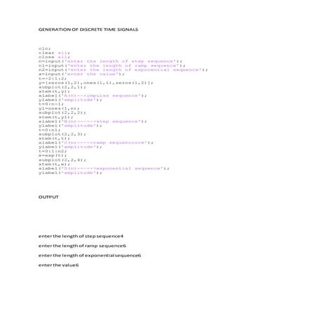 Generation of discrete time signals