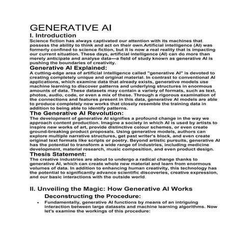 A Brief Introduction and explanation to GENERATIVE AI | DOCX ...