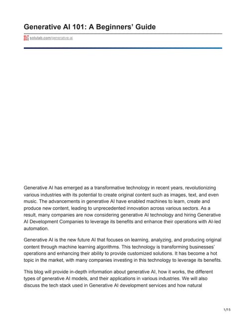 Gen Ai Introduction to Generative AI to the world | PPT