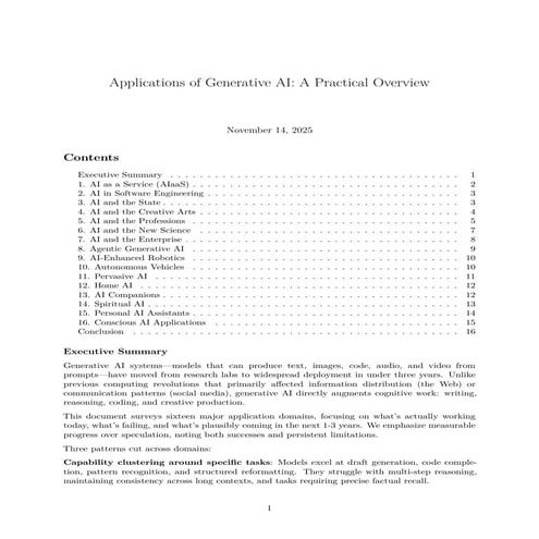 Overview Survey of Generative AI Applications