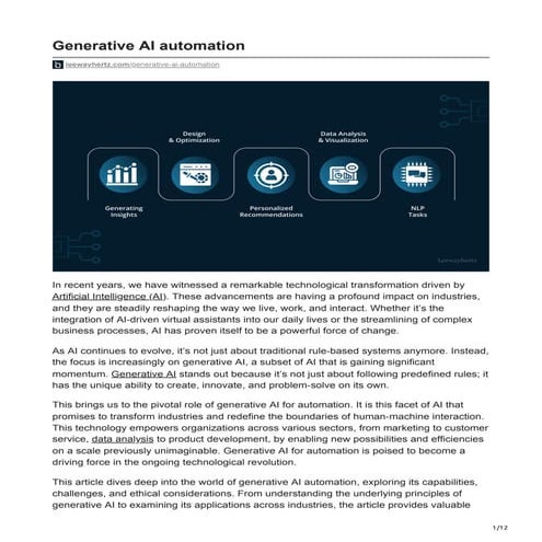 GENERATIVE AI AUTOMATION: THE KEY TO PRODUCTIVITY, EFFICIENCY AND OPERATIONAL...