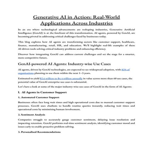 Generative AI in Action: Real-World Applications Across Industries