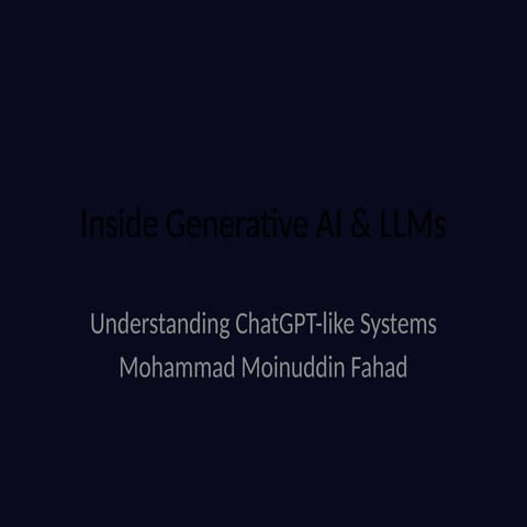 Understanding Generative AI and Large Language Models: How ChatGPT ...