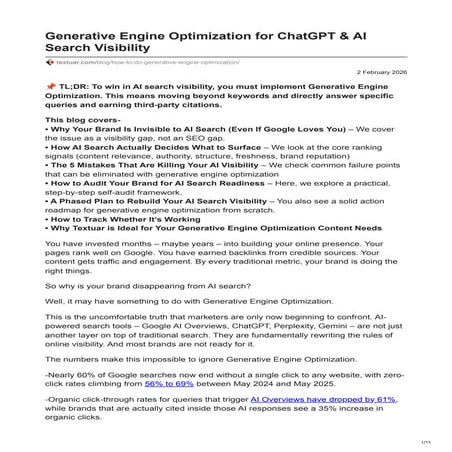 Generative Engine Optimization for ChatGPT & AI Search Visibility | PDF