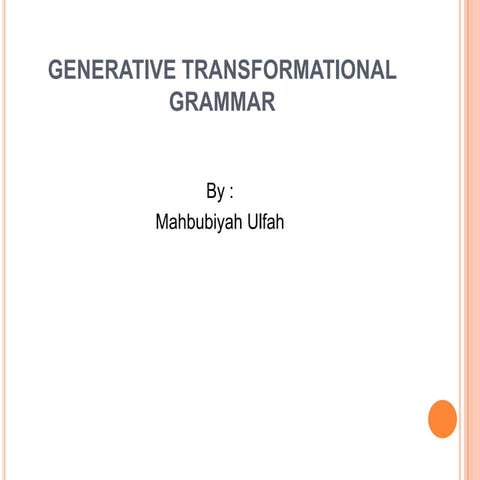 Generative grammar power point presentation,, ulfa