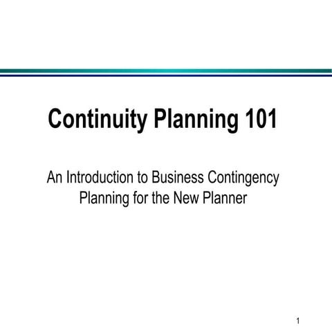 Continuity Planning 101