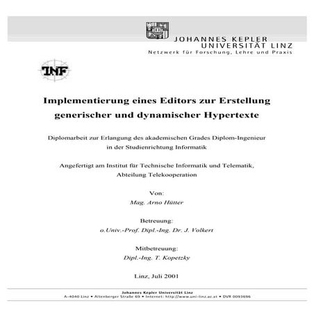 Diplomarbeit: Generische und dynamische Hypertexte (2001)