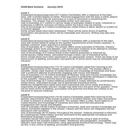 Generic mark scheme for collective identity G325