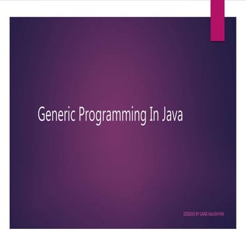 Generic Programming in java | PPT
