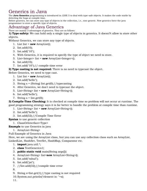Generics in java