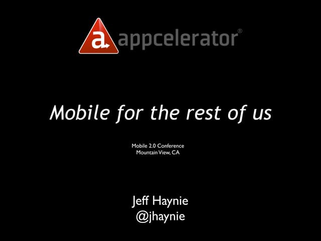 Appcelerator Titanium at Mobile 2.0