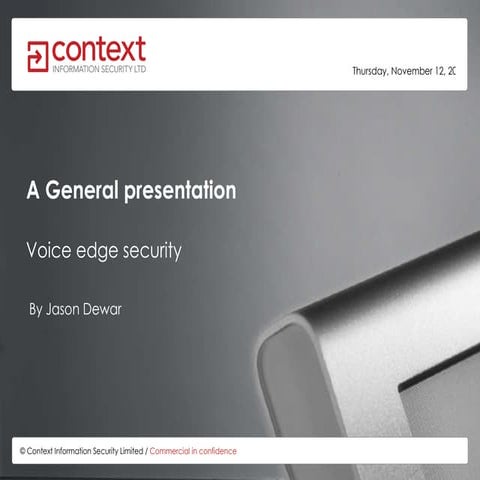Generic Voice Security Issues