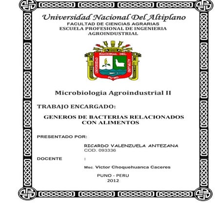 Generos bacterianos relacionados con alimentos
