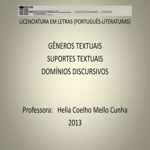 Gêneros e suportes textuais