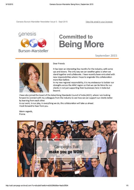 Genesis Burson-Marsteller Being More Newsletter - September 2015 