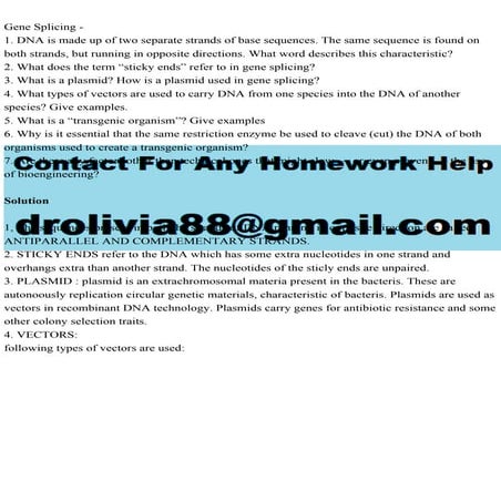 Gene Splicing -1. DNA is made up of two separate strands of base s.pdf