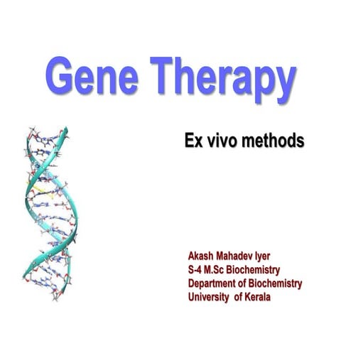 Gene therapy  ex vivo method