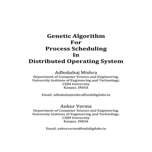 Genetic Algorithm for Process Scheduling | PDF