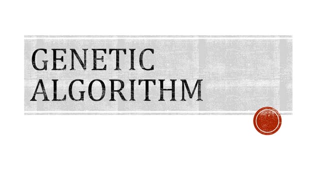 Genetic algorithm