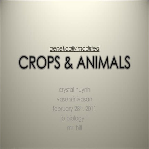 Genetically Modified Crops and Animals