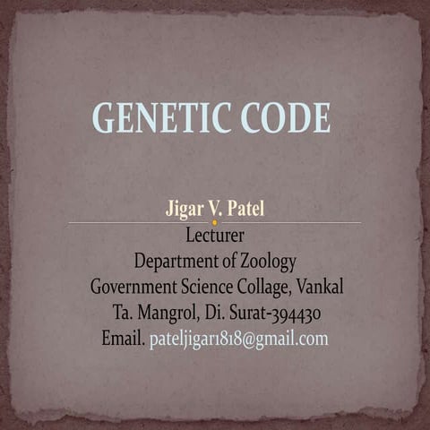 Genetic code - Charateristics