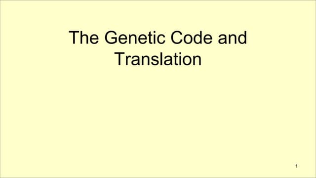 Genetic Code and Translation.pdf jbfkvjkbfljvb | PPT