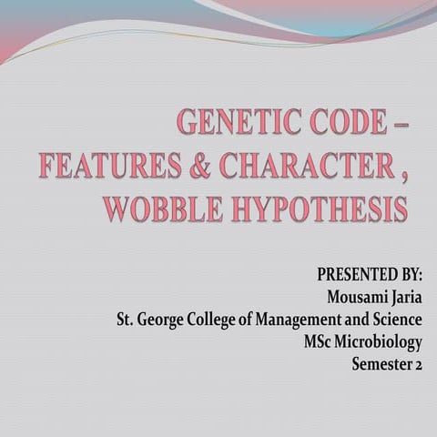 Genetic code features and character