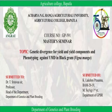 Genetic divergence for yield and yield components and phenotyping against YMD...