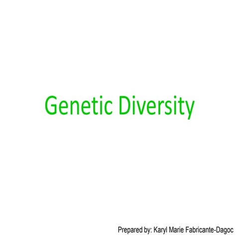 Genetic diversity lecture notes