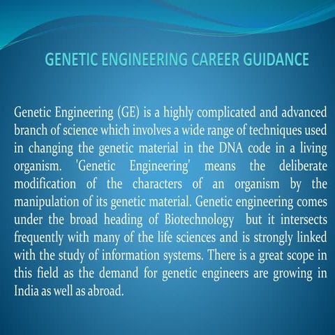 Genetic engineering Admissions