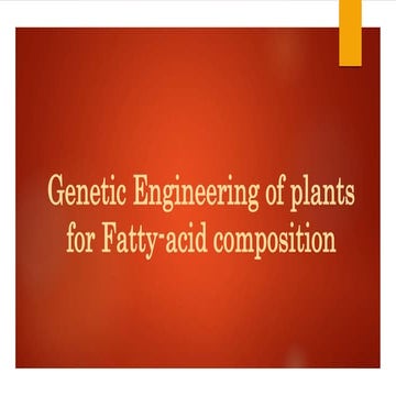 Genetic engineering of plants for fatty acid