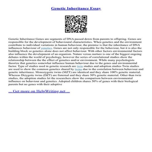 Genetic Inheritance Essay | PDF