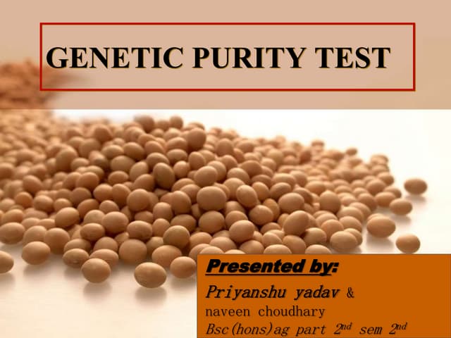 Genetic purity & DUS test , PPV&FRA | PPTX