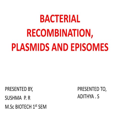 BACTERIAL RECOMBINATION,PLASMIDS AND EPISOMES