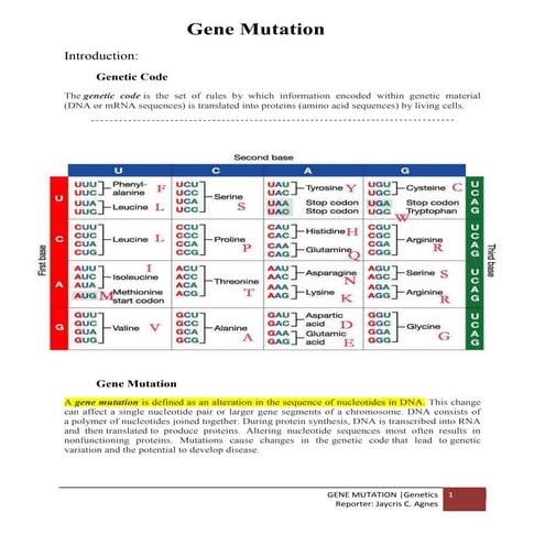 Gene Mutation - Genetics