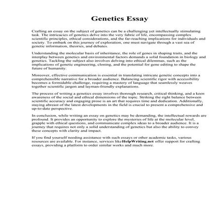 Genetics Essay. California University of Science and Medicine