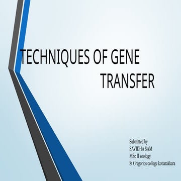 TECHNIQUES OF GENE TRANSFER AND GENE TRANSFER METHODS