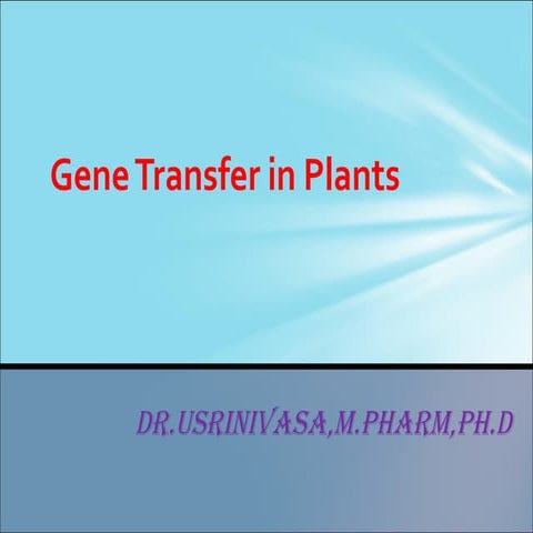 Gene transfer in plants by Dr.Srinivasa, Professor and Head, Srinivas ...
