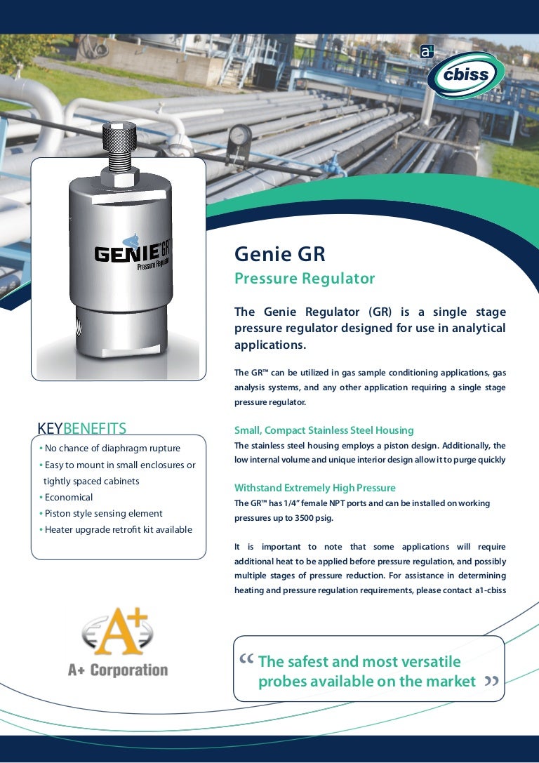 Genie gr pressure regulator datasheet