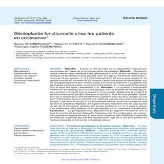 Génioplastie fonctionnelle chez les...