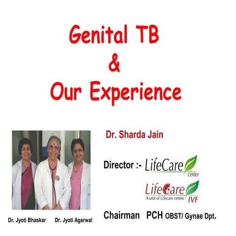Genital tb in infertility & our experience dr. sharda jain, dr. jyoti agarwal...