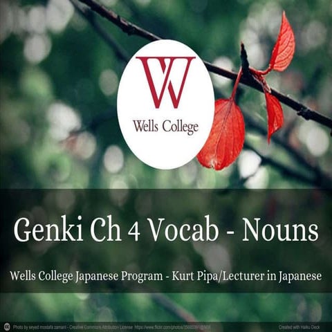 Genki Ch 4 Vocab - Nouns | PPTX