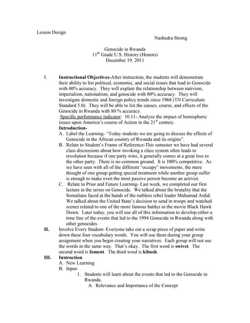 Genocide lesson plan