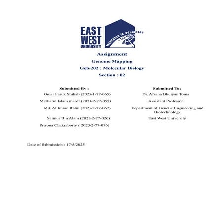 Genome Mapping -Assignment ( Molecular Biology)