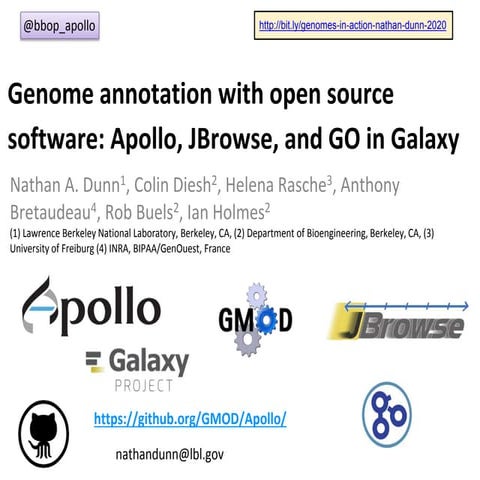 Genome annotation with open source software: Apollo, Jbrowse and the GO ...