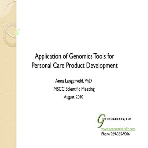 Genomics In Personal Care Product Development