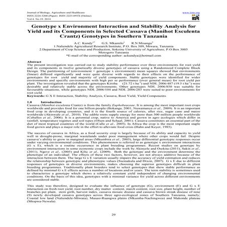 Genotype x environment interaction and stability analysis for yield and its c...
