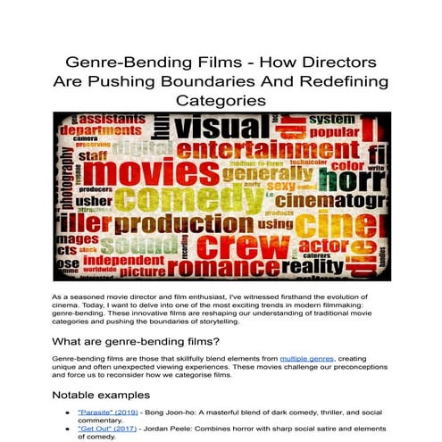 Genre-bending films - How directors are pushing boundaries and ...
