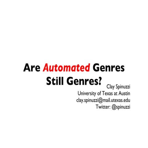 Genre 2012  are automated genres still genres