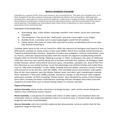 Genre Analysis- Comedy
